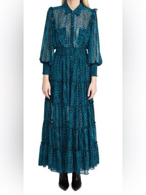 Misa Los Angeles Aydeniz Dress Snake Teal, size XS, NWT